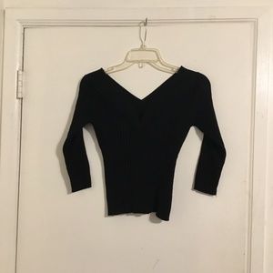 V neck black top